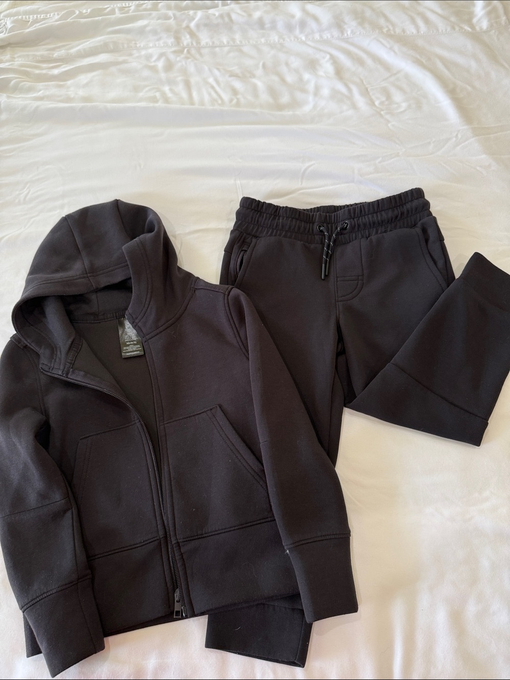Members Mark Kids Black Hooded Zip-Up Sweatshirt & Jogger Set